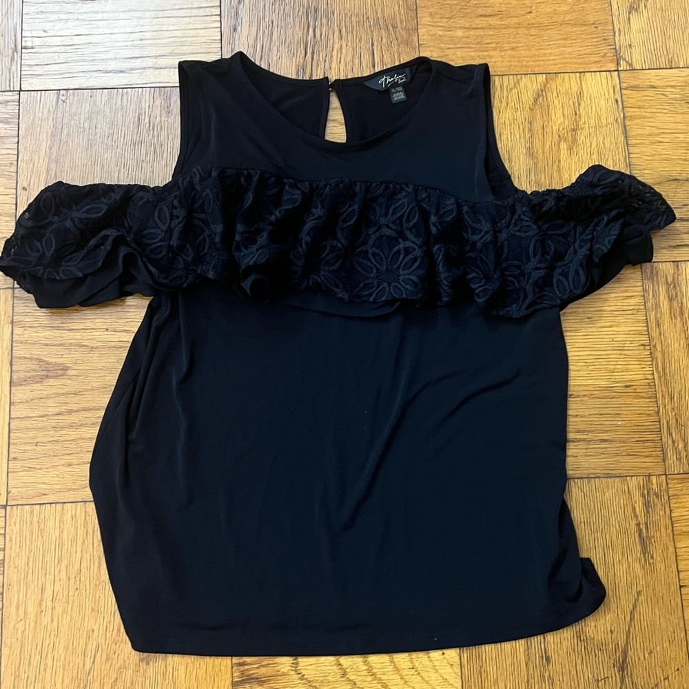 Thalia Sodi Black Ruffled Sleeveless Blouse